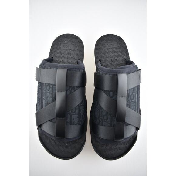 Dior Mens Alpha Sandal Black White Oblique Jacquard Logo Slide Slip On 45 12 - Picture 7 of 12